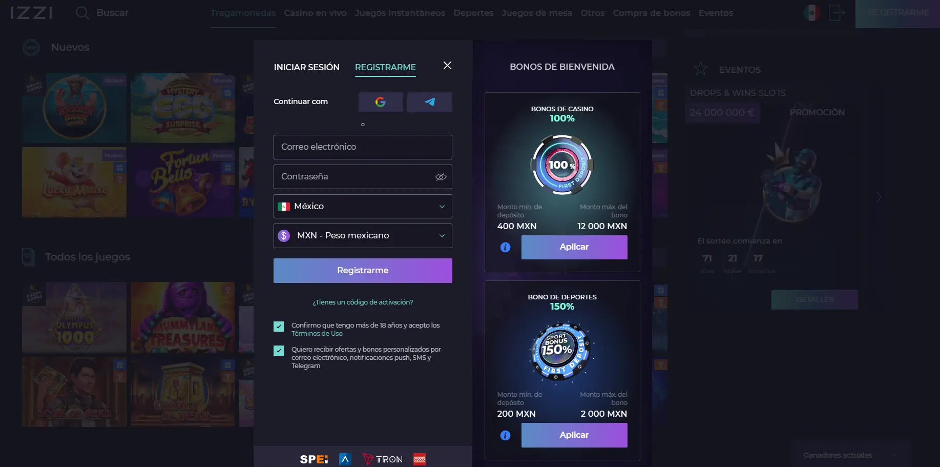 Registro e inicio de sesión en Izzi casino en línea Registro e inicio de sesión en Izzi casino