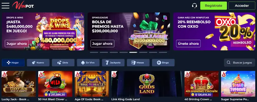 Winpot es uno de los casinos online mejor calificados calificaciones casinos México winpot
